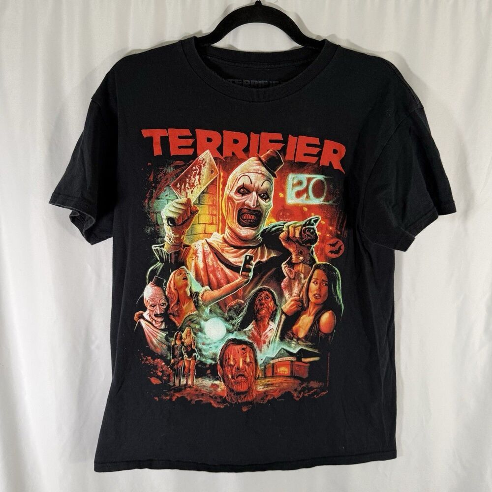 Terrifier Shirt Men's Medium Black Graphic Print Short Sleeve 100% Cotton